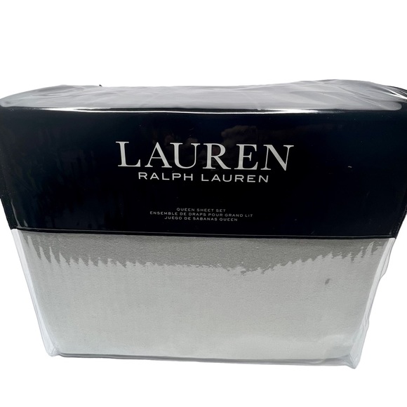 Lauren Ralph Lauren Flannel Sheet, Queen Set Grey - Picture 3 of 7